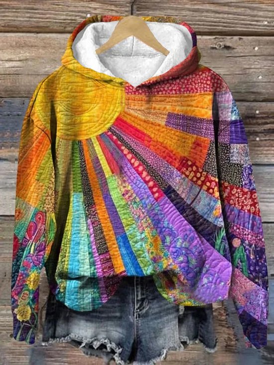 Women's Floral Spring/Fall Printing Long Sleeve Casual Daily Hoodie