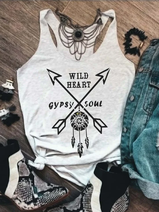 Women Sleeveless Tank Top Camisole Summer Wild West U-Neck Daily Casual Top