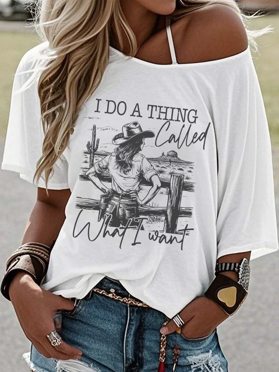 Women Wild West Short Sleeve Tee T-shirt Crew Neck Casual Summer Top