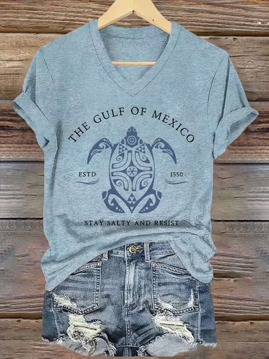 Women Text Letters Short Sleeve Tee T-shirt V Neck Casual Summer Top