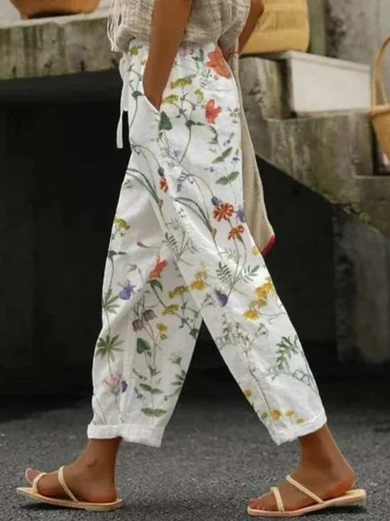 Women Floral Long Pant Casual Spring/Fall Trousers