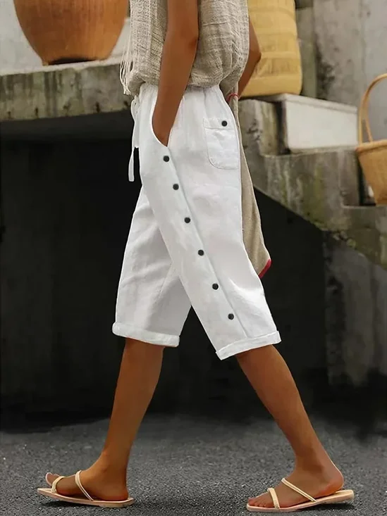 Women Plain Fifth Pants Pant Casual Summer Trousers