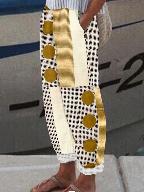Women Geometric Long Pant Casual Spring/Fall Trousers