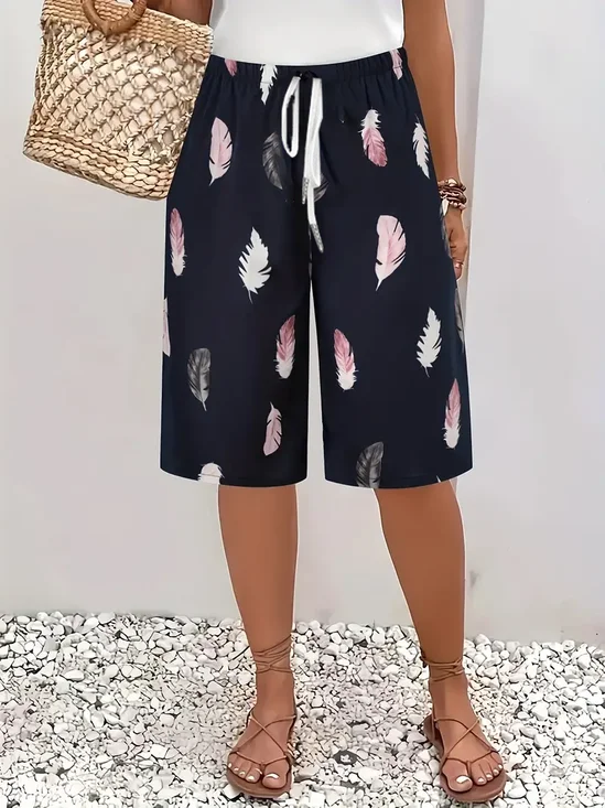 Women Feather Fifth Pants Pant Casual Summer Trousers