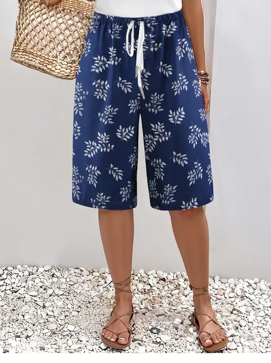 Women Floral Fifth Pants Pant Casual Summer Trousers