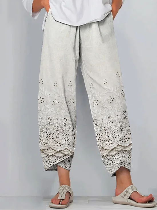 Women Floral Capris Pant Casual Summer Trousers