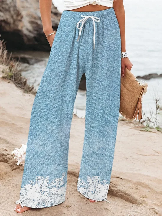 Women Floral Long Pant Casual Spring/Fall Trousers
