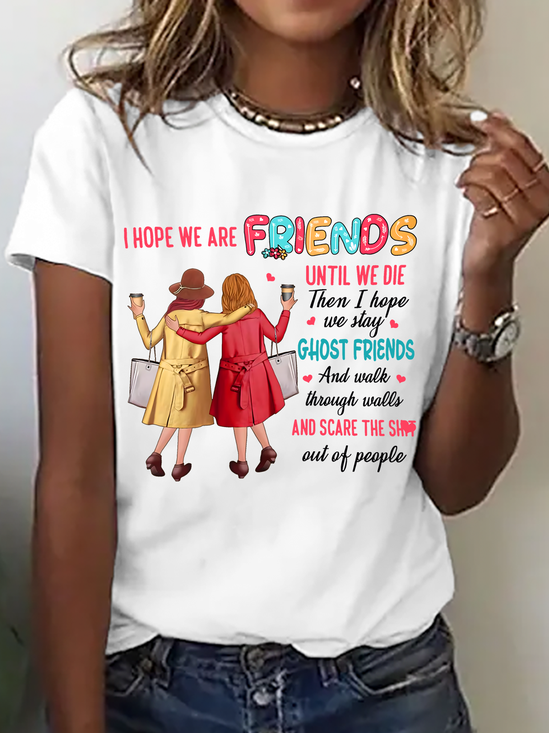 Women Text Letters Short Sleeve Tee T-shirt Crew Neck Casual Summer Top