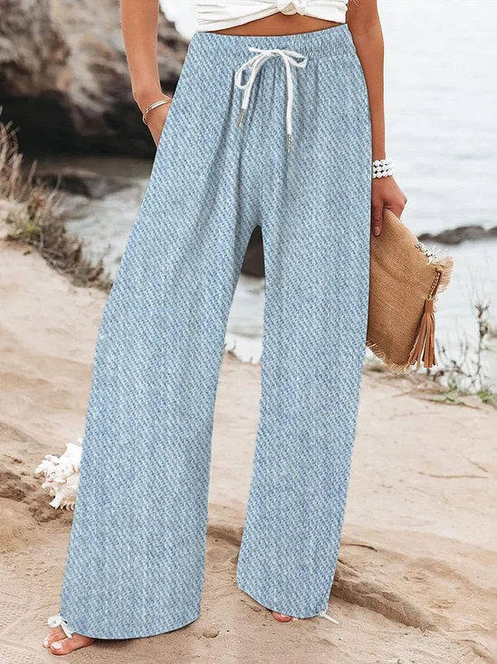 Women Faux Denim Print Graphic Long Pant Casual Spring/Fall Trousers