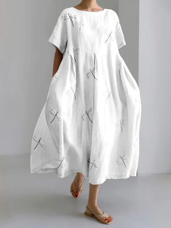Women Animal Short Sleeve Summer Dress Crew Neck Daily Casual Maxi A-Line Dress