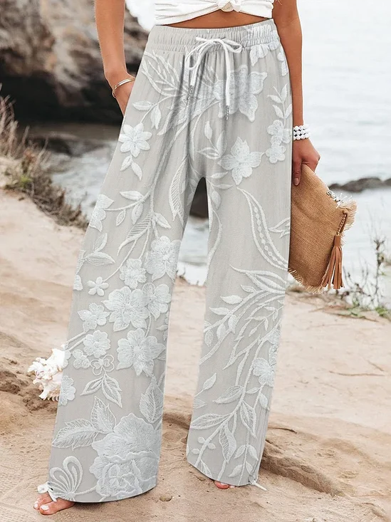 Women Floral Long Pant Casual Spring/Fall Trousers