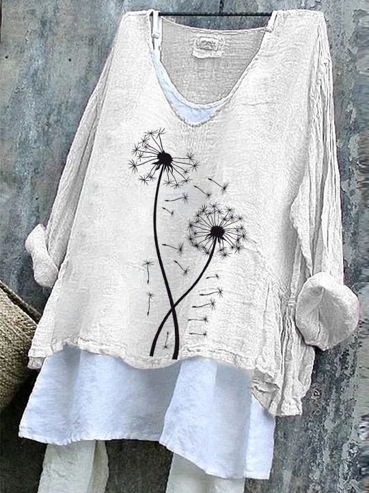Women Floral Long Sleeve Blouse Spring/Fall Printing V Neck Daily Casual Top