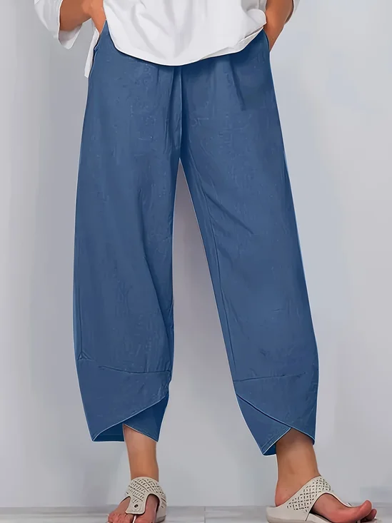Women Plain Capris Pant Casual Summer Trousers