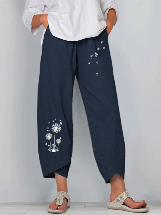 Women Floral Capris Pant Casual Summer Trousers