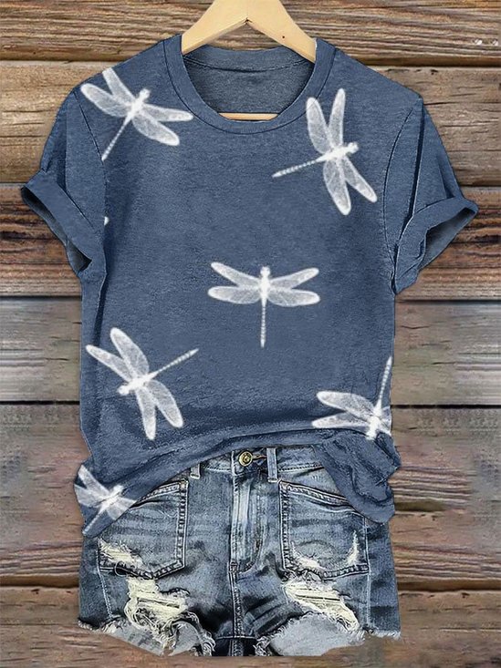 Women Floral Short Sleeve Tee T-shirt V Neck Casual Summer Top