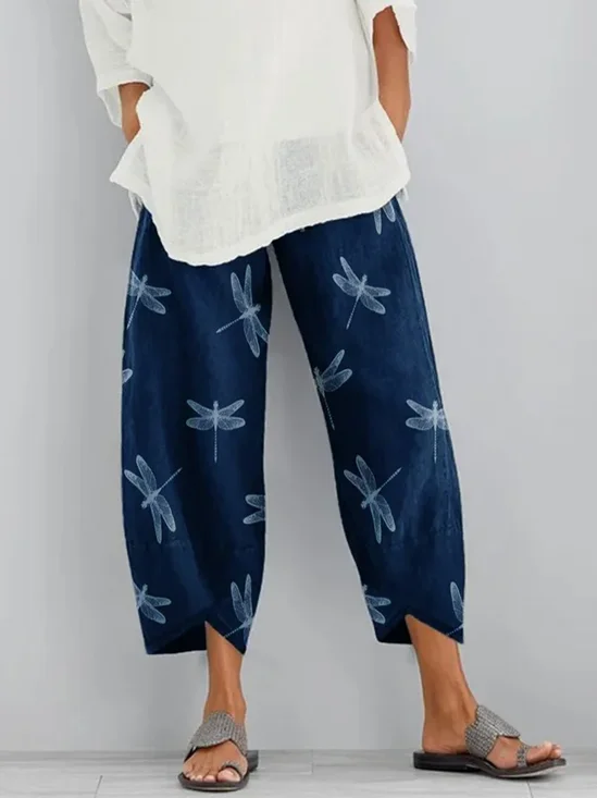Women Dragonfly Capris Pant Casual Summer Trousers