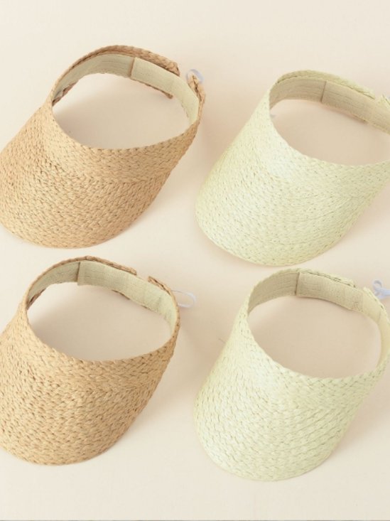 2025 hot summer new style hollow top sports style straw woven solid color parent-child summer play sun protection sun hat