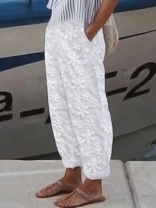 Women Floral Long Pants Casual Spring/Fall Trousers