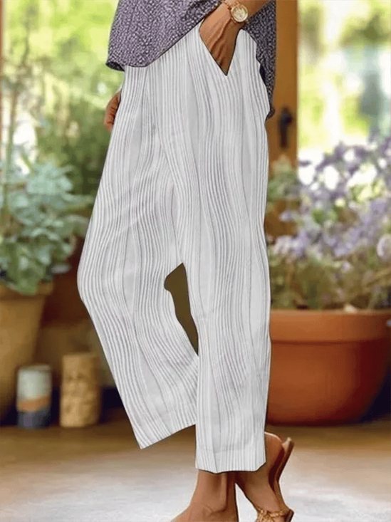 Women Abstract Stripes Long Pant Casual Spring/Fall Trousers