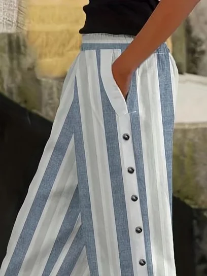 Women Striped Long Pant Casual Spring/Fall Trousers