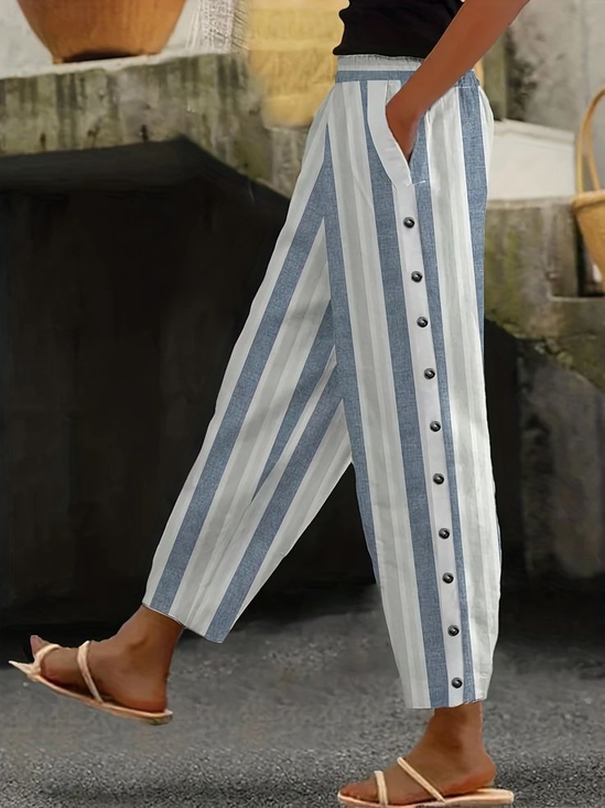 Women Striped Long Pant Casual Spring/Fall Trousers