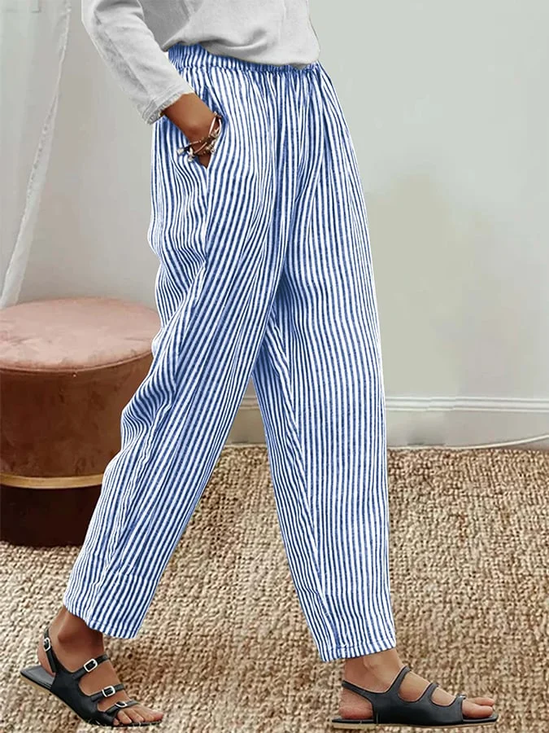 Women Striped Long Pant Casual Spring/Fall Trousers