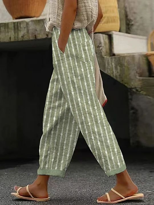 Women Striped Long Pants Casual Spring/Fall Trousers