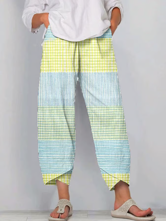 Women Striped Capris Pants Casual Summer Trousers
