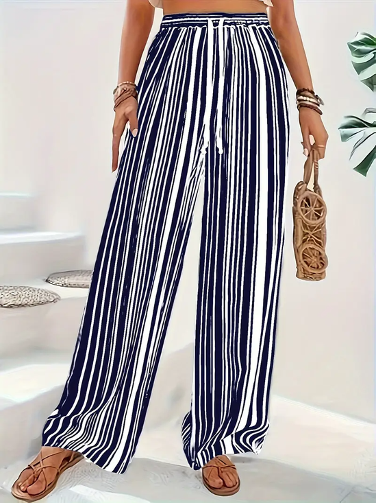 Women Striped Long Pants Casual Spring/Fall Trousers