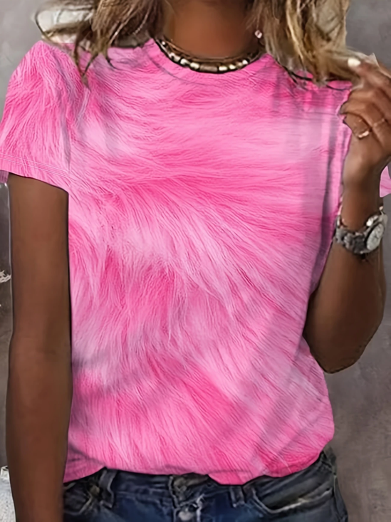 Women Abstract Short Sleeve Tee T-shirt Crew Neck Printing Casual Summer Graphic Tee Top