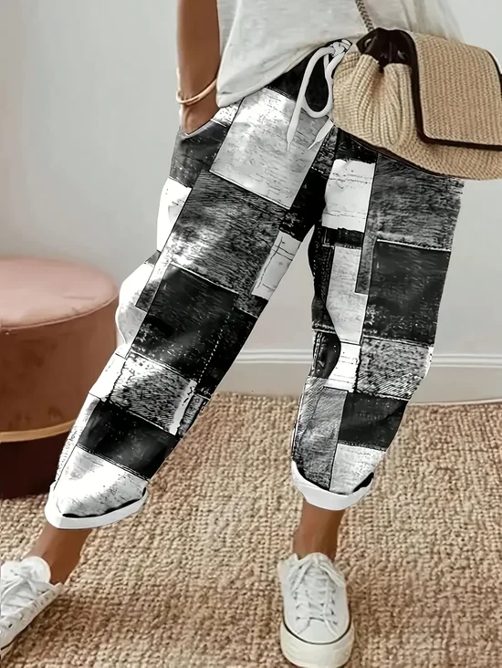 Women Geometric Long Pants Casual Spring/Fall Trousers