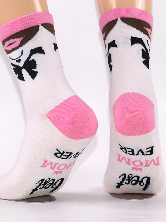 Mother's Day Hot Sale Mid-tube Cotton Socks Pink Series Gift Sole Letter Jacquard Casual Sports Socks