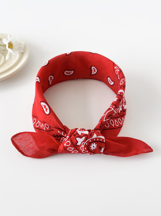 European and American hip-hop silk scarf for women 50cm cotton and linen small square scarf new style niche personality cashew print headscarf waist scarf