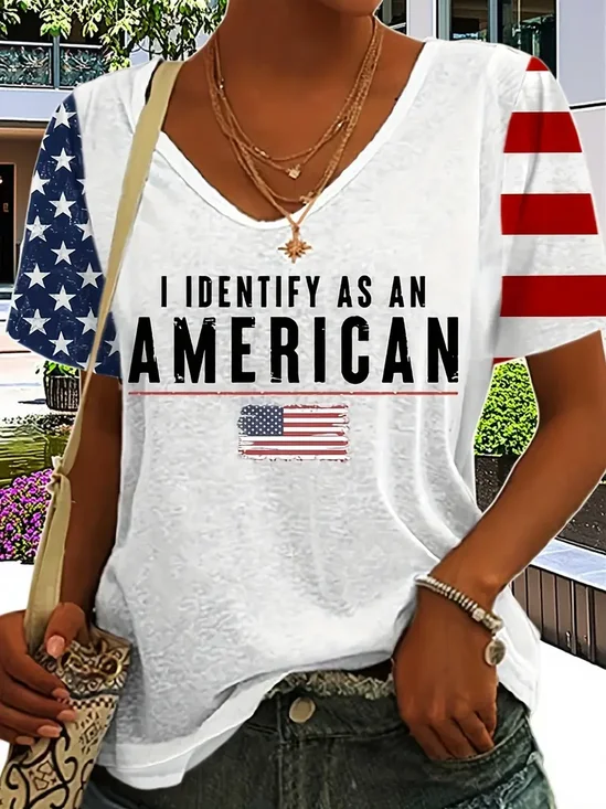 Women
                      Text Letters Short Sleeve Tee T-shirt V Neck
                      Printing Casual Graphic Tee Summer Top