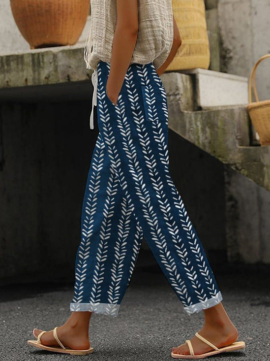 Women Geometric Long Pants Casual Spring/Fall Trousers