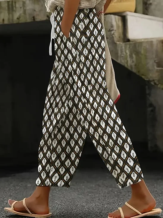 Women Geometric Long Pants Casual Spring/Fall Trousers