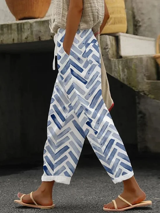 Women Geometric Long Pants Casual Spring/Fall Trousers