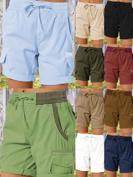 Women Plain Fifth Pants Straight Pants Casual Summer Shorts