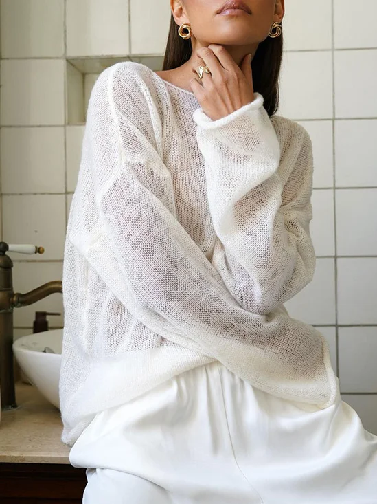 Women Plain Long Sleeve Blouse Spring/Fall Off The Shoulder Dolman Sleeve Daily Casual Top