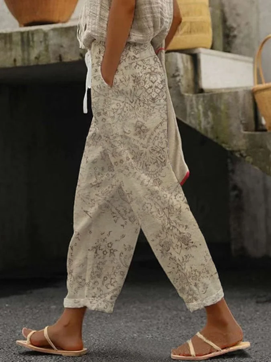 Women Floral Long Pants Casual Spring/Fall Trousers