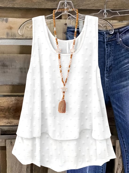 Women Sleeveless Tank Top Camisole Summer Plain Crew Neck Daily Casual Top