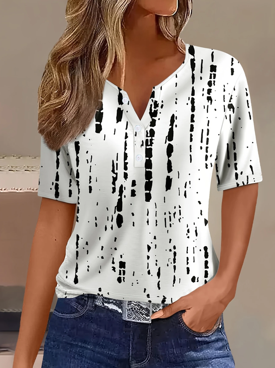 Women Striped Short Sleeve Tee T-shirt Crew Neck Printing Casual Summer Graphic Tee Top