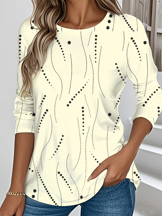 Women Striped Long Sleeve Tee T-shirt Crew Neck Casual Spring/Fall Top