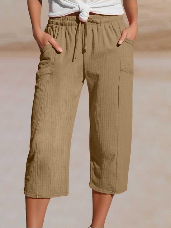 Women Plain Capris Pants Casual Summer Trousers