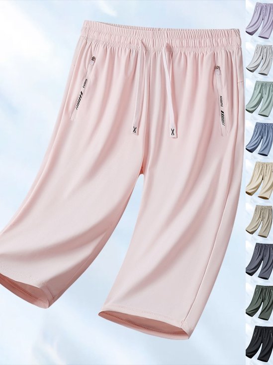 Women Plain Capris Straight Pants Casual Summer Shorts