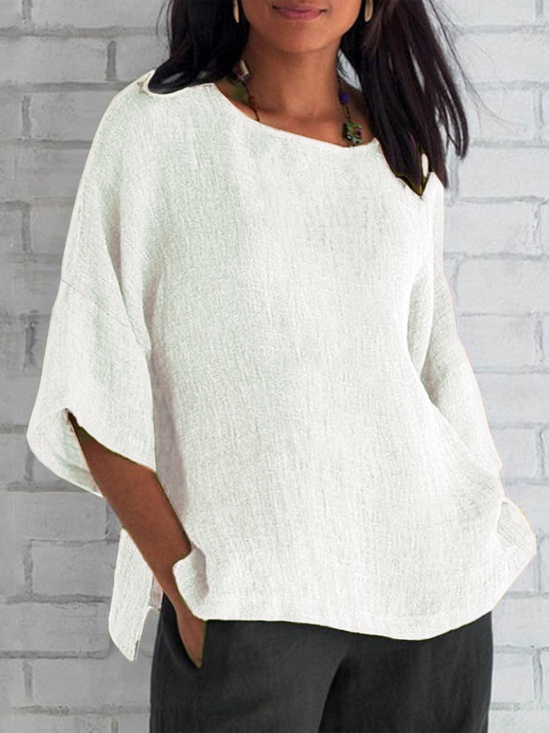 Women Plain Half Sleeve Tee T-shirt Crew Neck Casual Summer Top