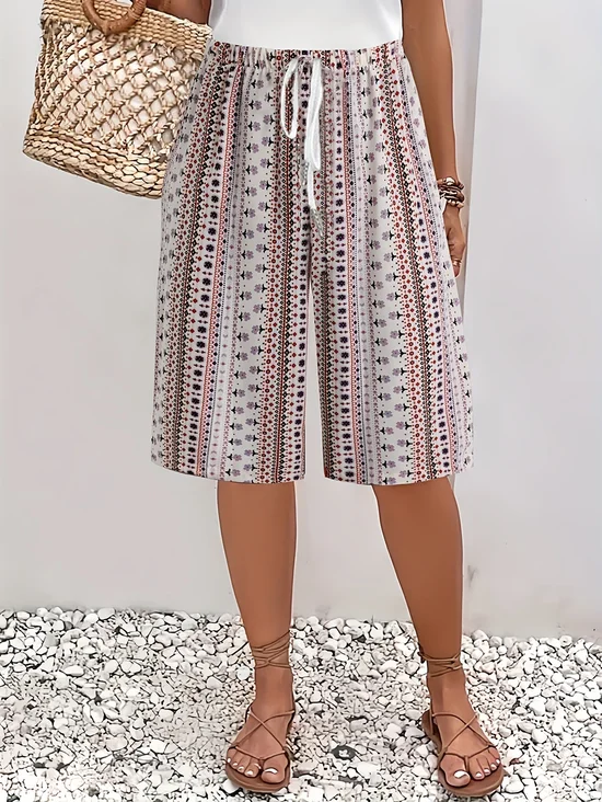 Women Floral Fifth Pants Pants Casual Summer Trousers