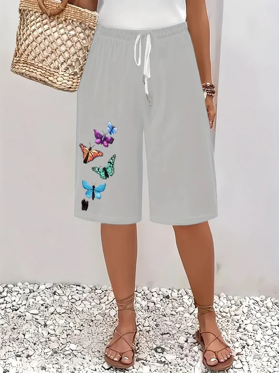 Women Butterfly Fifth Pants Pants Casual Summer Trousers