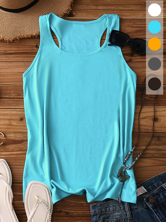 Women Sleeveless Tank Top Camisole Summer Plain Stand Collar Daily Sexy Top