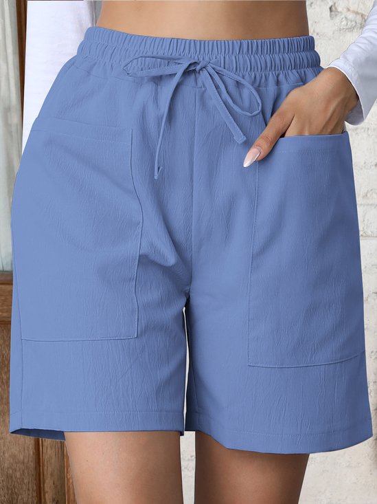 Women Plain Fifth Pants Straight Pants Casual Summer Shorts
